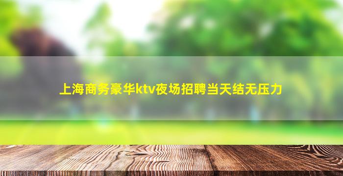上海商务豪华ktv夜场招聘当天结无压力